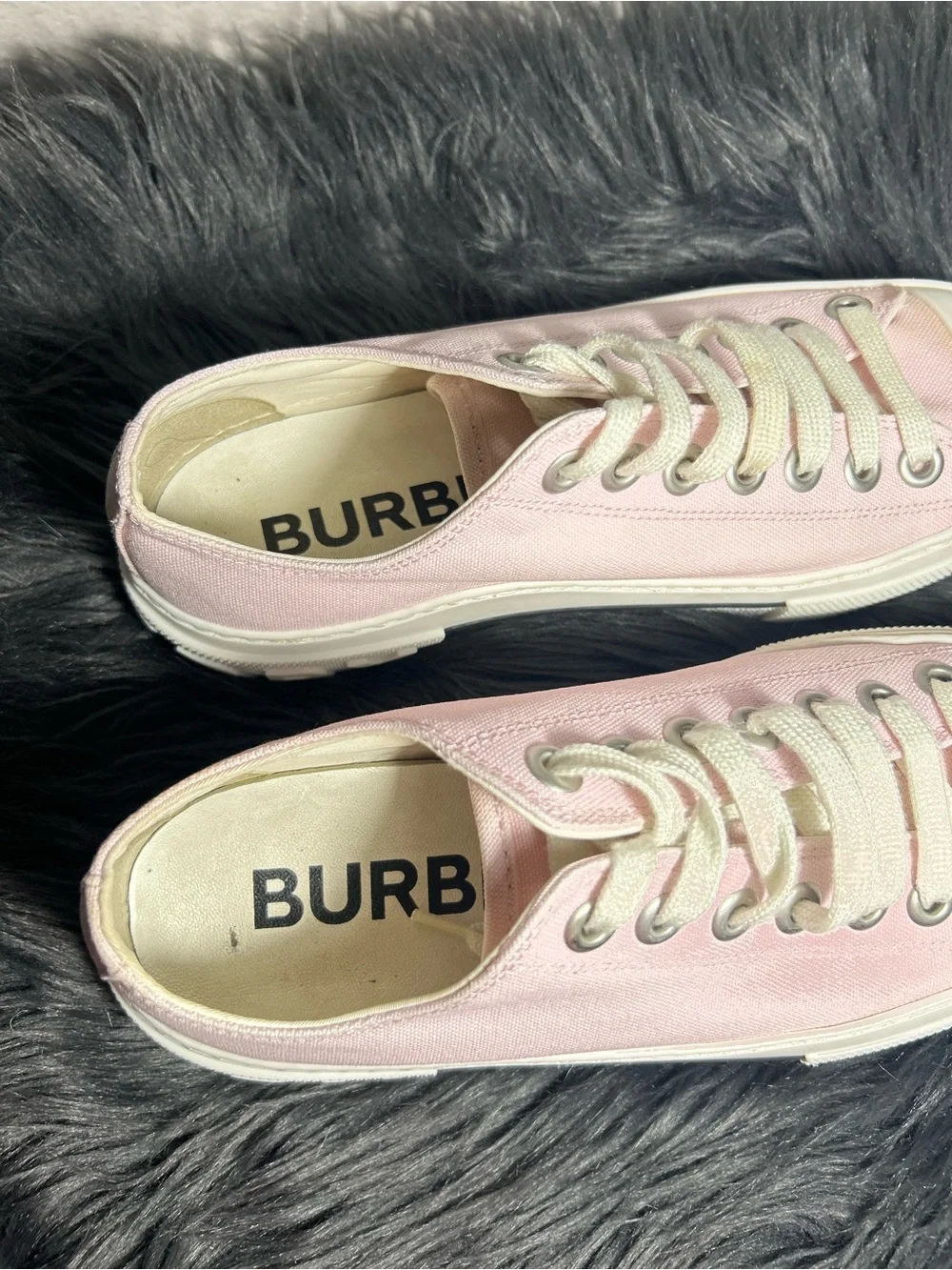 Burberry Pink Organic Cotton Low-Top Canvas Sneakers Size US 8.5 - Picture 10 of 13